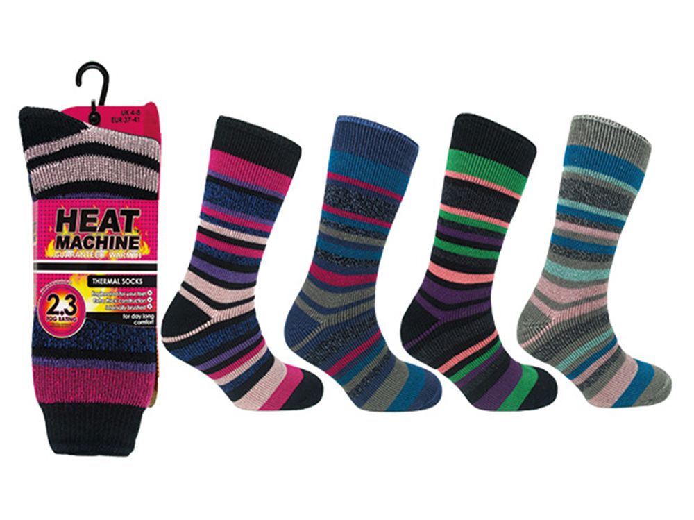 Heat Machine Ladies Thermal Insulated Striped Socks - Yorkshire Caravans of  Bawtry
